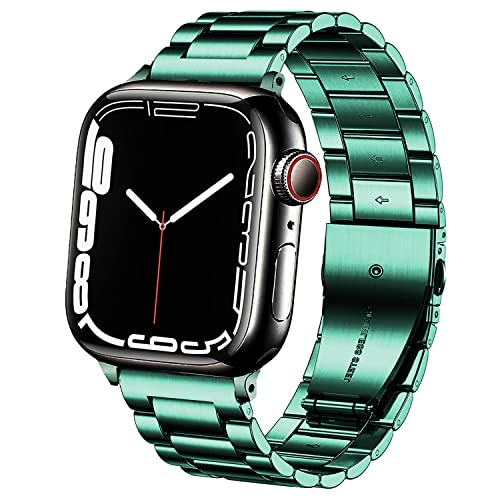 DEALELE Armbänd Kompatibel für iwatch 42mm 44mm 45mm 49mm, Solides Edelstahl Metall Ersatz Armband für Apple Watch Series 9/8 / 7/6 / 5/4 / 3 / SE/Ultra Damen Herren, Grün von DEALELE