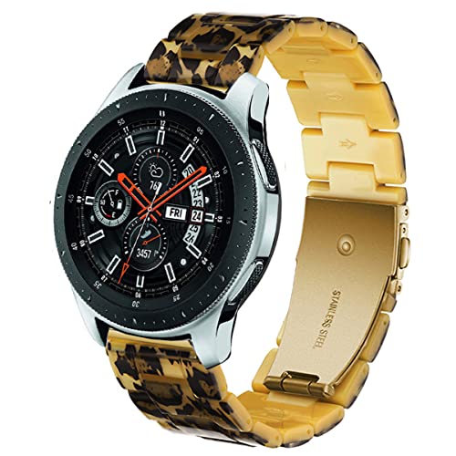 DEALELE Armband Kompatibel mit Samsung Galaxy Watch 3 45mm / Galaxy Watch 46mm / Gear S3, 22mm Buntes Harz Resin Ersatz Armbänder für Huawei Watch 3/3 Pro / GT3 46mm / GT2 46mm, Leopard von DEALELE