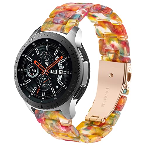 DEALELE Armband Kompatibel mit Samsung Galaxy Watch 3 45mm / Galaxy Watch 46mm / Gear S3, 22mm Buntes Harz Resin Ersatz Armbänder für Huawei Watch 3/3 Pro / GT3 46mm / GT2 46mm, Regenbogen süßigkeit von DEALELE