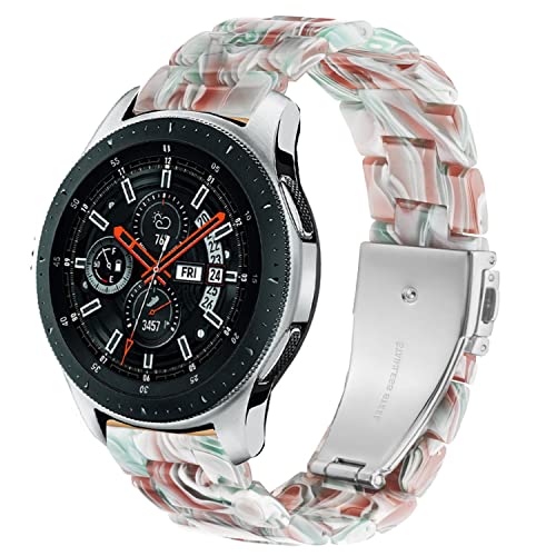 DEALELE Armband Kompatibel mit Samsung Galaxy Watch 3 45mm / Galaxy Watch 46mm / Gear S3, 22mm Buntes Harz Resin Ersatz Armbänder für Huawei Watch 3/3 Pro / GT3 46mm / GT2 46mm, Smaragd rot von DEALELE