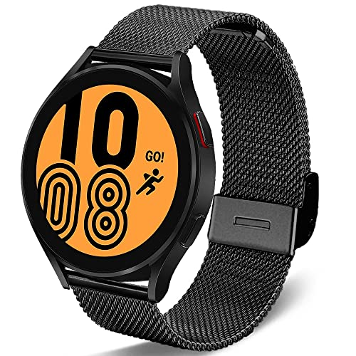 DEALELE Armband Kompatibel mit Samsung Galaxy Watch 5/5 Pro / 4/4 Classic / 3 41mm / Galaxy Watch 42mm / Active 2, 20mm Edelstahl Metall Mesh Ersatz Bands für Huawei GT3 42mm / GT2 42mm, Schwarz von DEALELE