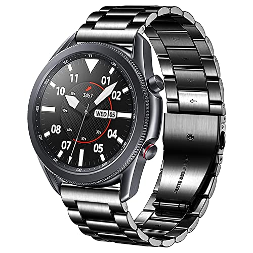 DEALELE Armband Kompatibel mit Samsung Galaxy Watch 46mm / Galaxy 3 45mm / Gear S3, 22mm Edelstahl Metall Armbänder für Huawei Watch 4/4 pro / 3/3 Pro / GT4 46mm / GT3 46mm, Schwarz von DEALELE