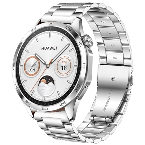 DEALELE Armband Kompatibel mit Samsung Galaxy Watch 46mm / Galaxy 3 45mm / Gear S3, 22mm Edelstahl Metall Armbänder für Huawei Watch 4/4 pro / 3/3 Pro / GT4 46mm / GT3 46mm, Silber von DEALELE