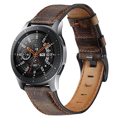 DEALELE Armband Kompatibel mit Samsung Galaxy Watch 46mm / Galaxy 3 45mm / Gear S3, 22mm Weiches Leder Ersatz Armbänder für Huawei Watch 4/4 Pro / 3/3 Pro / GT4 46mm / GT3 46mm / GT2 46mm, Kaffee von DEALELE