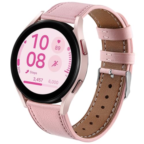 DEALELE Armband Kompatibel mit Samsung Galaxy Watch 7 / FE / 6/6 Classic / 5/5 Pro / 4/4 Classic / 3 41mm / Huawei GT2 42mm / GT3 42mm, 20mm Leder Ersatz Armbänder für Damen Herren, Rosa DEALELE Armband Kompatibel mit Samsung Galaxy Watch 7 / FE / 6/6 Classic / 5/5 Pro / 4/4 Classic / 3 41mm / Huawei GT2 42mm / GT3 42mm, 20mm Leder Ersatz Armbänder für Damen Herren, Rosa von DEALELE
