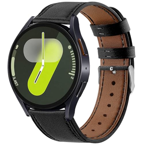 DEALELE Armband Kompatibel mit Samsung Galaxy Watch 7 / FE / 6/6 Classic / 5/5 Pro / 4/4 Classic / 3 41mm / Huawei GT2 42mm / GT3 42mm, 20mm Leder Ersatz Armbänder für Damen Herren, Schwarz von DEALELE