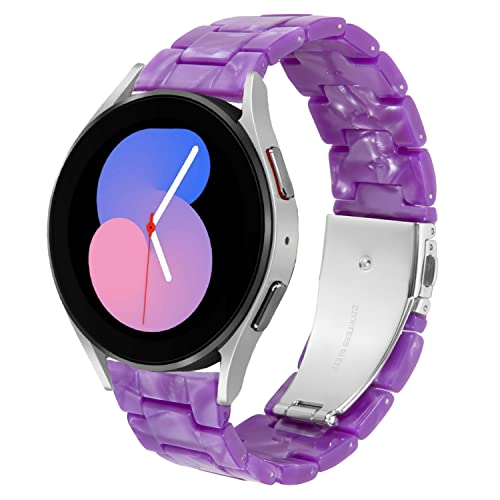 DEALELE Armband Kompatibel mit Samsung Galaxy Watch 6/6 Classic / 5/5 Pro / 4/4 Classic / 3 41mm / Active 2, 20mm Buntes Harz Resin Ersatz Armbänd für Huawei GT3 42mm / GT2 42mm, Rose lila von DEALELE