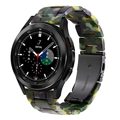 DEALELE Armband Kompatibel mit Samsung Galaxy Watch 6/6 Classic / 5/5 Pro / 4/4 Classic / 3 41mm / Active 2, 20mm Buntes Harz Resin Ersatz Armbänd für Huawei GT3 42mm / GT2 42mm, Tarngrün von DEALELE
