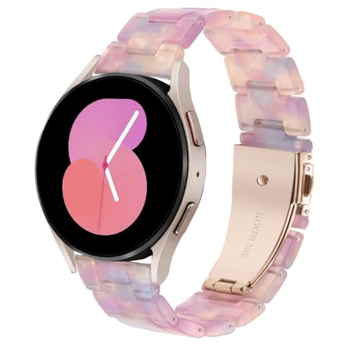 DEALELE Armband Kompatibel mit Samsung Galaxy Watch 6/6 Classic / 5/5 Pro / 4/4 Classic / 3 41mm / Active 2, 20mm Buntes Harz Resin Ersatz Armbänd für Huawei GT3 42mm / GT2 42mm, Traum rosa von DEALELE