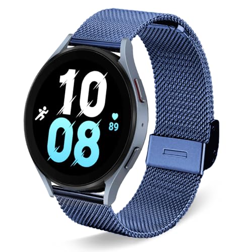 DEALELE Armband Kompatibel mit Samsung Galaxy Watch 6/6 Classic / 5/5 Pro / 4/4 Classic / 3 41mm / Active 2, 20mm Edelstahl Metall Mesh Ersatz Bands für Huawei GT3 42mm / GT2 42mm, Blau von DEALELE