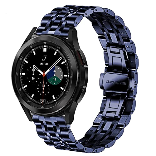 DEALELE Armband Kompatibel mit Samsung Gear Sport/Galaxy 3 41mm / Galaxy Watch 4 / Galaxy Watch 42mm / Active/Active 2 / Huawei GT2 42mm, 20mm Edelstahl Metall Ersatz Armbänder, Blau von DEALELE