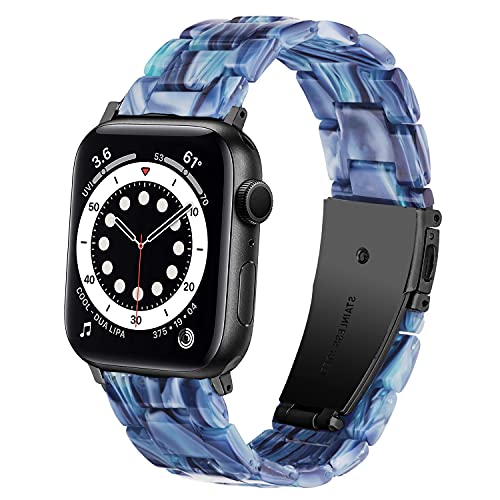 DEALELE Armband Kompatibel mit iWatch 38mm 40mm 41mm, Buntes Resin Harz Ersatz Uhrenarmband für Apple Watch Series 9/8 / 7/6 / 5/4 / 3 / SE Damen Herren, Morgen blau von DEALELE