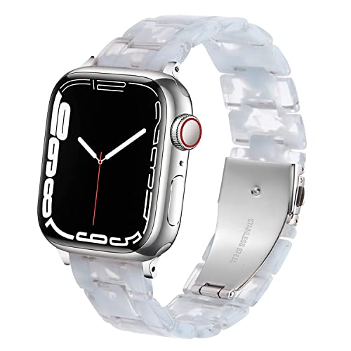 DEALELE Armband Kompatibel mit iWatch 42mm 44mm 45mm 49mm, Buntes Resin Harz Ersatz Uhrenarmband für Apple Watch Series 9/8 / 7/6 / 5/4 / 3 / SE/Ultra Damen Herren, Durchscheinend blau von DEALELE