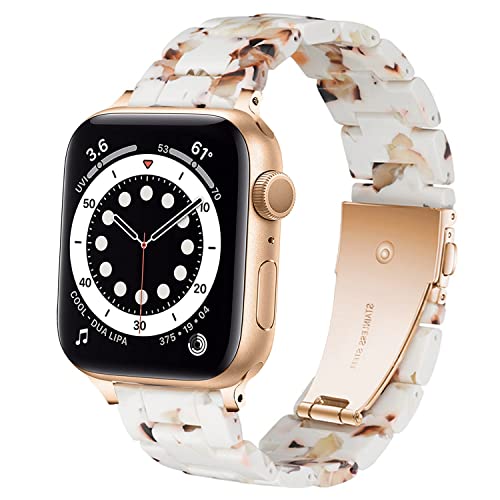 DEALELE Armband Kompatibel mit iWatch 42mm 44mm 45mm 49mm, Buntes Resin Harz Ersatz Uhrenarmband für Apple Watch Series 9/8 / 7/6 / 5/4 / 3 / SE/Ultra Damen Herren, Nougat von DEALELE