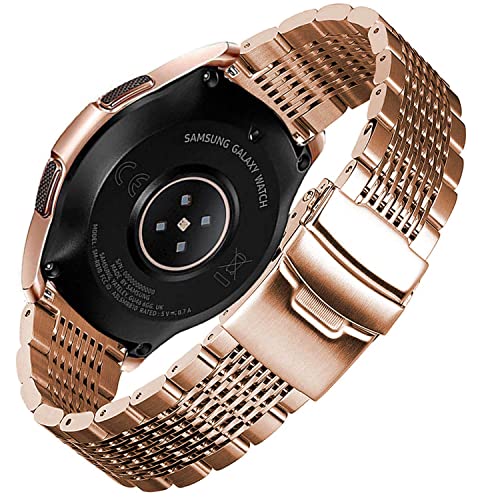 DEALELE Kompatibel mit Samsung Galaxy Watch 6/6 Classic / 5/5 Pro/Galaxy 4/4 Classic/Galaxy 3 41mm, 20mm 13-Reihen Edelstahl Metall Ersatz Armband für Huawei GT3 42mm / GT2 42mm, Rose Gold von DEALELE