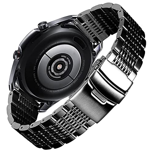 DEALELE Kompatibel mit Samsung Galaxy Watch 6/6 Classic / 5/5 Pro/Galaxy 4/4 Classic/Galaxy 3 41mm, 20mm 13-Reihen Edelstahl Metall Ersatz Armband für Huawei GT3 42mm / GT2 42mm, Schwarz von DEALELE