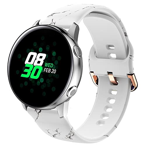 DEALELE Kompatibel mit Samsung Galaxy Watch 6/6 Classic / 5/5 Pro/Galaxy Watch 4/4 Classic / 3 41mm / Active 2, 20mm Silikon Ersatz Armband für Huawei GT3 42mm / GT2 42mm, Marmor weiß von DEALELE
