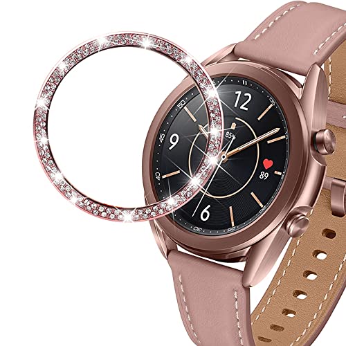 DEALELE Uhrengehäuse Kompatibel mit Samsung Galaxy Watch 3 41mm, Glitzer Strass Diamant Edelstahl Metall Bezel Ring Ersatz Schutzhülle, Bronze von DEALELE