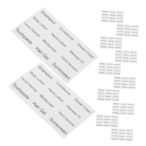 DEARMAMY 12 Bögen Etiketten Für Spenderflaschen Badezimmerflaschen Nachfüllflaschen Für Reisen Für Toilettenartikel Wasserfeste Hautpflegeaufkleber Aufkleber Für Hautpflegeprodukte von DEARMAMY