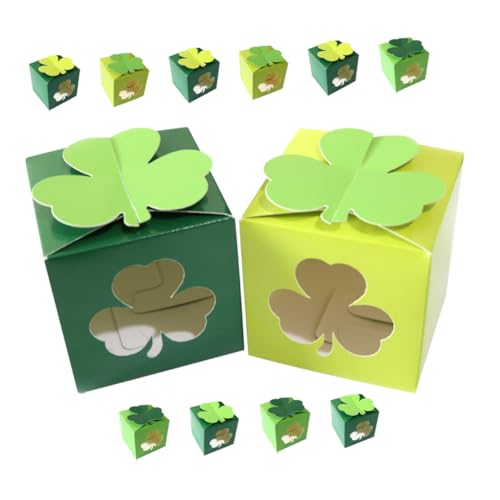 DECHOUS 12Pcs Boxen Kleeblatt-Süßigkeitenbox behandeln Kleeblatt-Gastgeschenke Backen klein groß süßigkeiten box Shamrock Süßigkeitenbox Partyboxen Bonbonschachteln zum Verschenken Papier von DECHOUS