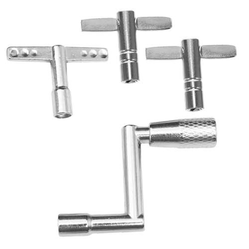 DECHOUS 4 Stück Trommelschlüssel Metrisch Stimmtasten Schlagzeug Einstellbar Nützliche Trommel Snaredrum-zubehör Trommelstimmen Groß Tuner Zubehör Für Trommeln Drum-part-tool Silver Metall von DECHOUS