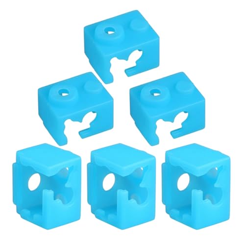 DECORNIJIA 6 Stück Heizblock Aluminiumblock Silikonabdeckung Heizblocksocke Heizblockabdeckungen Druckerteile Druckerheizblock Silikonsocke Silikonblöcke Himmelblaues Kieselgel von DECORNIJIA