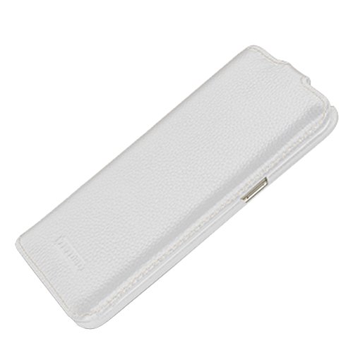 Premium Tasche für Samsung Galaxy S6 edge PLUS (SM-G928) / S6 edge+ / Flip-Case Außenseite aus Echt-Leder / Innenseite aus Textil / Schutz-Hülle aufklappbar / ultra-slim Cover / Farbe: Weiß von DEDTET