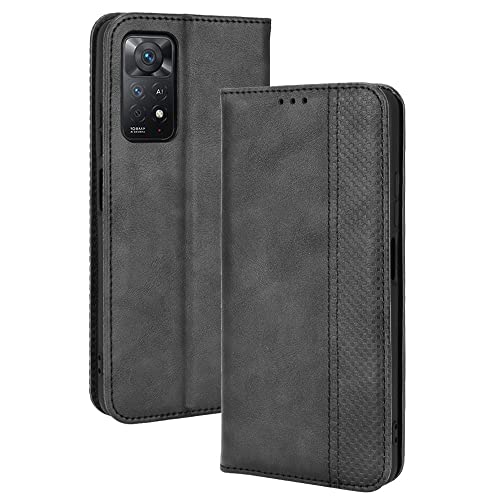 DEDUX Flip Hülle für Xiaomi Redmi Note 12 Pro 4G, Retro Leder Brieftasche Abdeckung Magnetverschluss Folio Ständer Kartensteckplätze Handyhülle. Schwarz von DEDUX