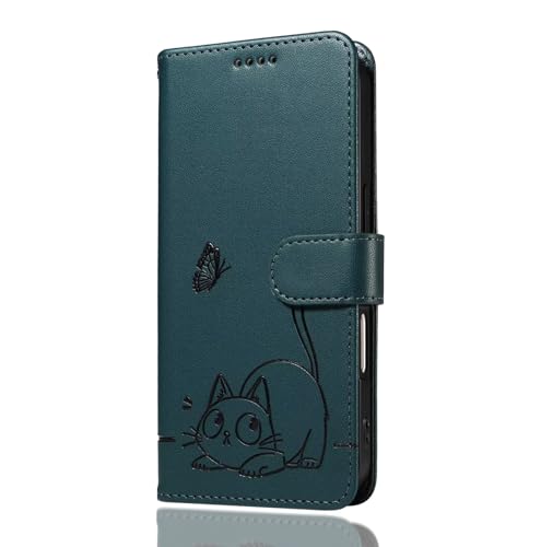 DEDUX Handyhülle für Oppo A5 5G/4G Hülle, Geprägt Süß Katze Schmetterling Motiv, Prämie Lederoptik Case mit Magnetverschluss, Elegante Schutzhülle. Dunkelgrün DEDUX Handyhülle für Oppo A5 5G/4G Hülle, Geprägt Süß Katze Schmetterling Motiv, Prämie Lederoptik Case mit Magnetverschluss, Elegante Schutzhülle. Dunkelgrün von DEDUX