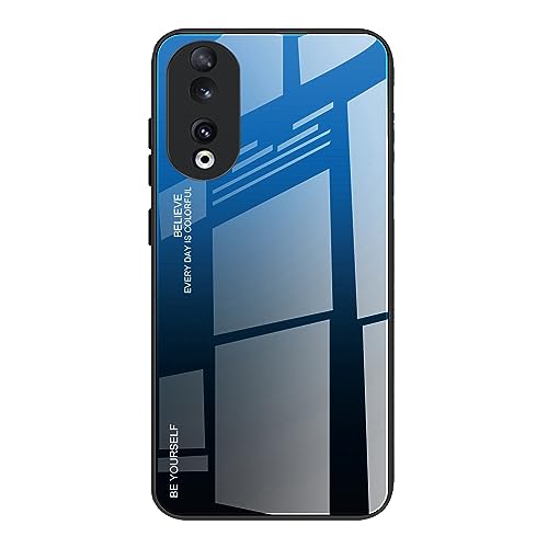DEDUX Hülle für Honor 90 Handyhülle, Hülle Farbverlauf Glas und TPU Schutzhülle Case Cover für Honor 90 (Blau/Schwarz) von DEDUX