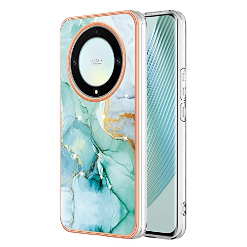 DEDUX Hülle für Honor Magic 5 Lite 5G (Magic5 Lite) / X9a Handyhülle, Hülle Gold Glitzer Sparkle Marmor TPU Silikon Weiche Schlank Schutzhülle Handytasche Flexibel Case (Grün) von DEDUX