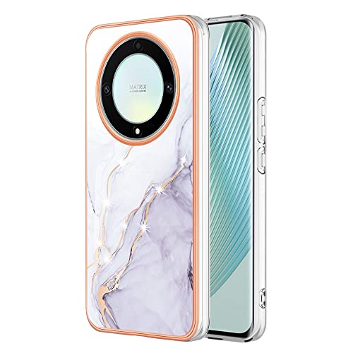DEDUX Hülle für Honor Magic 5 Lite 5G (Magic5 Lite) / X9a Handyhülle, Hülle Gold Glitzer Sparkle Marmor TPU Silikon Weiche Schlank Schutzhülle Handytasche Flexibel Case (Weiß) von DEDUX