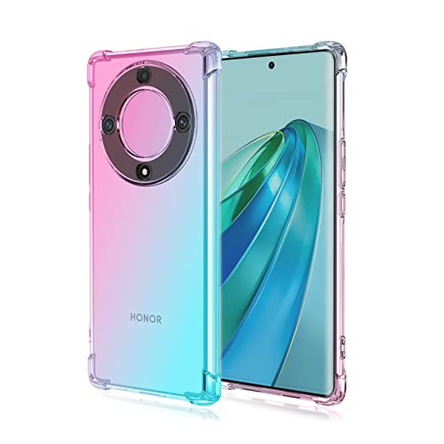 DEDUX Hülle für Honor Magic 5 Lite 5G (Magic5 Lite) / X9a Handyhülle, Verstärkung mit Vier Ecken, Transparent Farbverlauf TPU Schutzhülle Case (Rosa/Grün) von DEDUX
