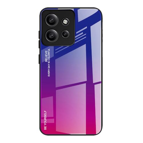 DEDUX Hülle für Motorola Edge 50 Neo Handyhülle, Hülle Farbverlauf Glas und TPU Schutzhülle Case Cover für Motorola Edge 50 Neo (Blau/Rot) von DEDUX