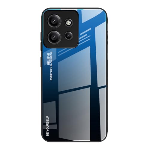 DEDUX Hülle für Motorola Edge 50 Neo Handyhülle, Hülle Farbverlauf Glas und TPU Schutzhülle Case Cover für Motorola Edge 50 Neo (Blau/Schwarz) von DEDUX