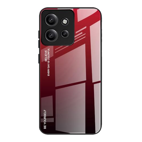 DEDUX Hülle für Motorola Edge 50 Neo Handyhülle, Hülle Farbverlauf Glas und TPU Schutzhülle Case Cover für Motorola Edge 50 Neo (Rot/Schwarz) von DEDUX