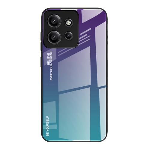 DEDUX Hülle für Motorola Edge 50 Neo Handyhülle, Hülle Farbverlauf Glas und TPU Schutzhülle Case Cover für Motorola Edge 50 Neo (Violett/Grün) von DEDUX