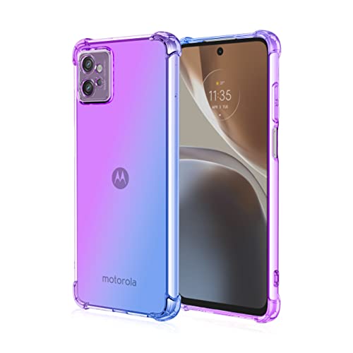 DEDUX Hülle für Motorola Moto G32 Handyhülle, Verstärkung mit Vier Ecken, Transparent Farbverlauf TPU Schutzhülle Case (Violett/Blau) von DEDUX