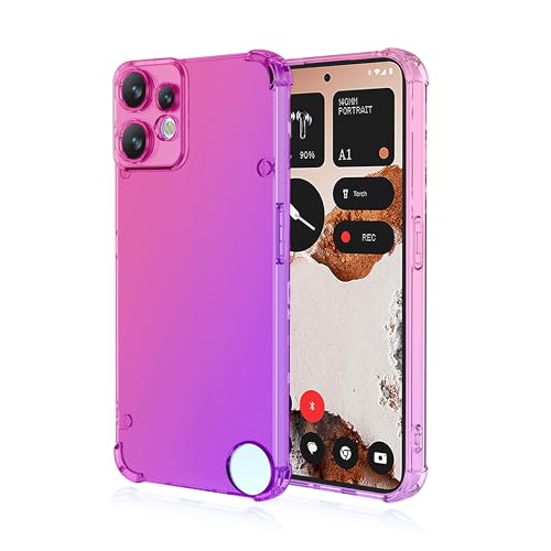 DEDUX Hülle für Nothing CMF Phone 2 Pro Handyhülle, Verstärkung mit Vier Ecken, Transparent Farbverlauf TPU Schutzhülle Case (Rosa/Violett) von DEDUX