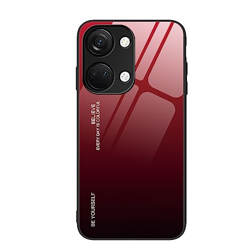 DEDUX Hülle für OnePlus Nord 3 5G Handyhülle, Hülle Farbverlauf Glas und TPU Schutzhülle Case Cover für OnePlus Nord 3 5G (Rot/Schwarz) von DEDUX