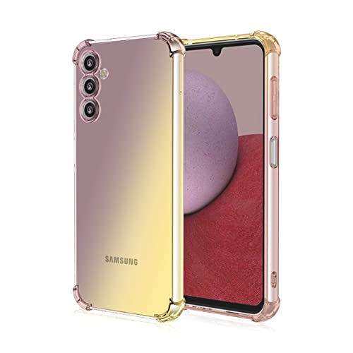 DEDUX Hülle für Samsung Galaxy A34 5G Handyhülle, Verstärkung mit Vier Ecken, Transparent Farbverlauf TPU Schutzhülle Case (Schwarz/Gold) von DEDUX