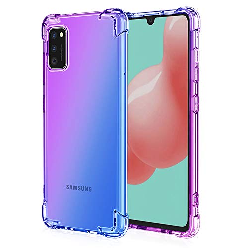 DEDUX Hülle für Samsung Galaxy A41 Handyhülle, Verstärkung mit Vier Ecken, Transparent Farbverlauf TPU Schutzhülle Case (Violett/Blau) von DEDUX