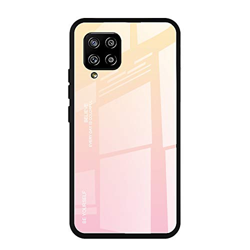 DEDUX Hülle für Samsung Galaxy M53 5G Handyhülle, Hülle Farbverlauf Glas und TPU Schutzhülle Case Cover für Samsung Galaxy M53 5G (Gold/Rosa) von DEDUX