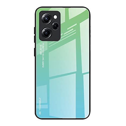 DEDUX Hülle für Xiaomi Poco X5 Pro 5G Handyhülle, Hülle Farbverlauf Glas und TPU Schutzhülle Case Cover für Xiaomi Poco X5 Pro 5G (Grün) von DEDUX