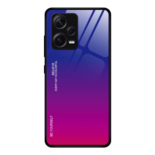 DEDUX Hülle für Xiaomi Redmi Note 12 Pro+ Plus 5G Handyhülle, Hülle Farbverlauf Glas und TPU Schutzhülle Case Cover für Xiaomi Redmi Note 12 Pro+ Plus 5G (Blau/Rot) von DEDUX