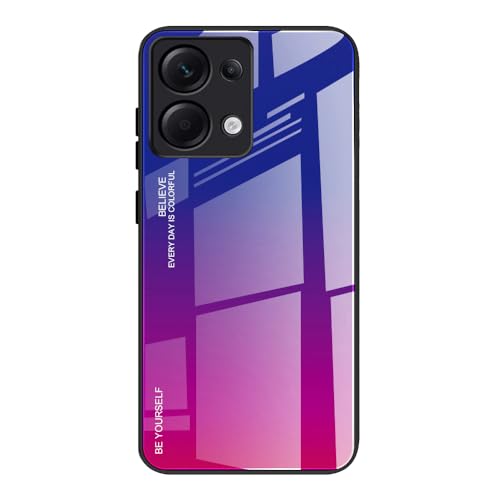 DEDUX Hülle für Xiaomi Redmi Note 13 4G Handyhülle, Hülle Farbverlauf Glas und TPU Schutzhülle Case Cover für Xiaomi Redmi Note 13 4G (Blau/Rot) von DEDUX