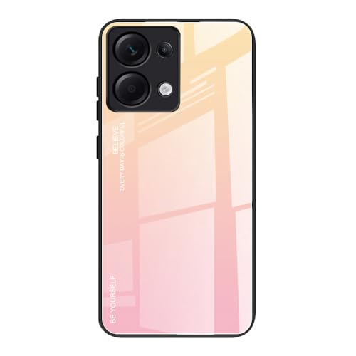 DEDUX Hülle für Xiaomi Redmi Note 13 4G Handyhülle, Hülle Farbverlauf Glas und TPU Schutzhülle Case Cover für Xiaomi Redmi Note 13 4G (Gold/Rosa) von DEDUX