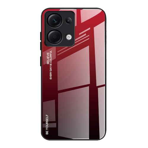DEDUX Hülle für Xiaomi Redmi Note 13 4G Handyhülle, Hülle Farbverlauf Glas und TPU Schutzhülle Case Cover für Xiaomi Redmi Note 13 4G (Rot/Schwarz) von DEDUX