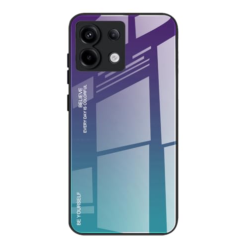 DEDUX Hülle für Xiaomi Redmi Note 13 5G Handyhülle, Hülle Farbverlauf Glas und TPU Schutzhülle Case Cover für Xiaomi Redmi Note 13 5G (Violett/Grün) von DEDUX