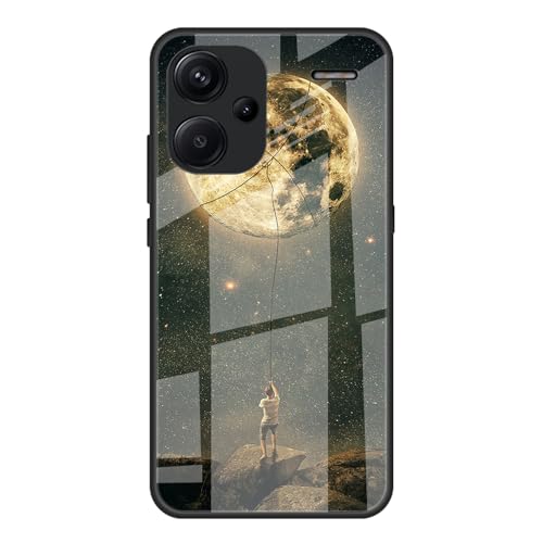 DEDUX Hülle für Xiaomi Redmi Note 13 Pro+ / Redmi Note 13 Pro Plus 5G Handyhülle, Hülle Sternenklarer Himmel Glas und TPU Schutzhülle Case Cover für Xiaomi Redmi Note 13 Pro+ 5G. Seilgebundener Mond von DEDUX